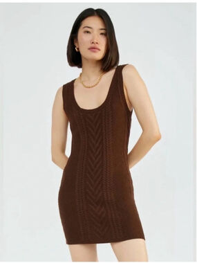 Babaton Merino Wool Brown Cable Knit Overland Dress Aritzia size large